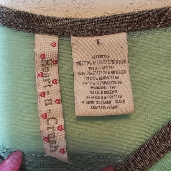 Heart N Crush Mint Sheer and Gray Long Sleeve Top Girls Large - Picture 2 of 5